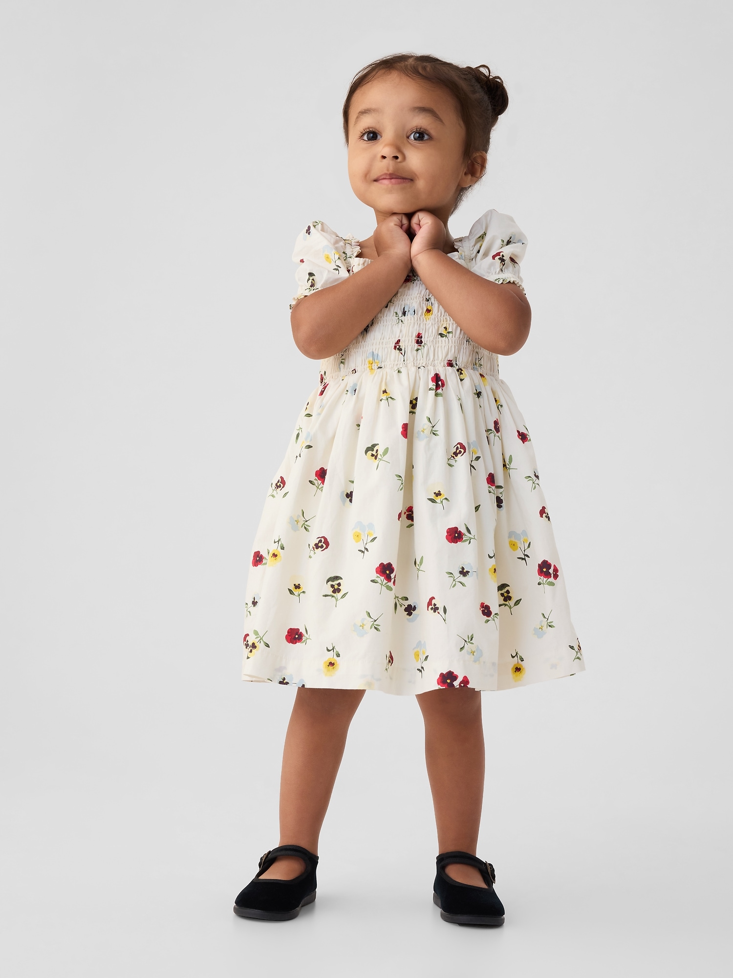 Shop Gap × Dôen Baby Smocked Dress In Ivory White Floral