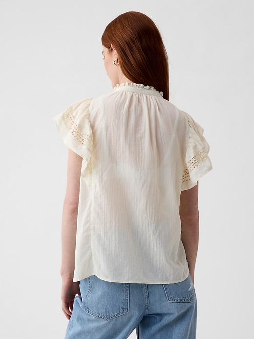 Image number 2 showing, Textured Crinkle Flutter Sleeve Shirt