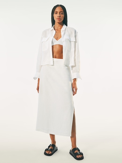 Image number 5 showing, Linen-Blend Maxi Skirt