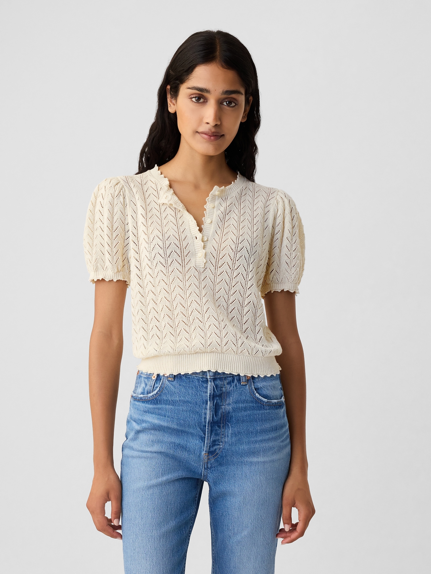 Gap × DÔEN Linen-Blend Pointelle Sweater