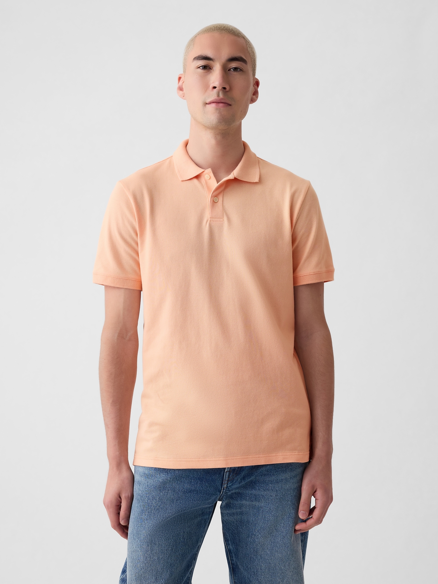 Shop Gap Pique Polo Shirt Shirt In Peach Parfait