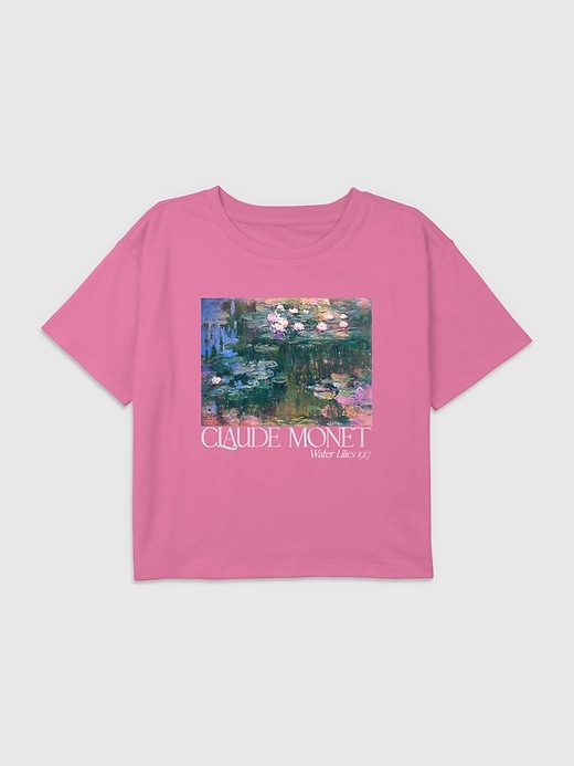 Image number 1 showing, Kids Monet Garden Painting Graphic Boxy Crop Tee