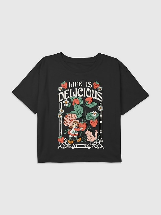 Image number 1 showing, Kids Strawberry Shortcake Life Is Delicious Graphic Boxy Crop Tee