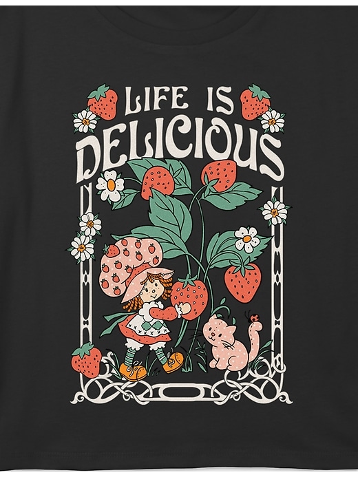 Image number 2 showing, Kids Strawberry Shortcake Life Is Delicious Graphic Boxy Crop Tee