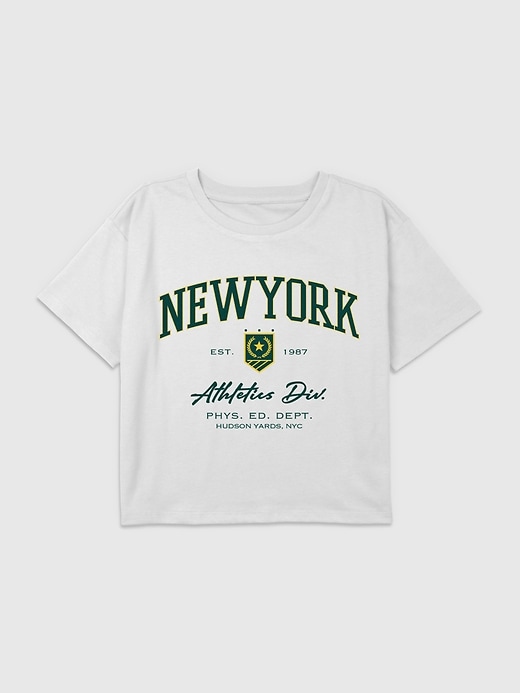 Image number 1 showing, Kids New York Athletics Graphic Boxy Crop Tee