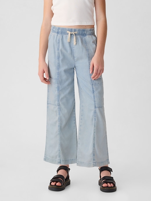 Image number 2 showing, Kids High Rise Pull-On Denim Cargo Jeans