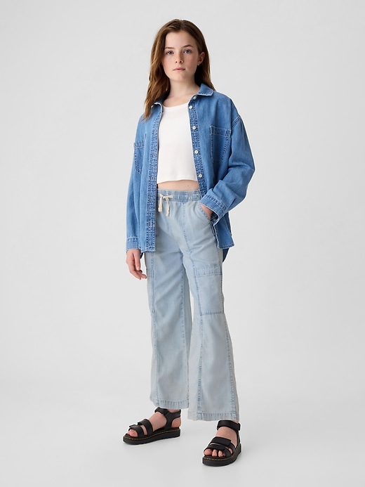 Image number 1 showing, Kids High Rise Pull-On Denim Cargo Jeans