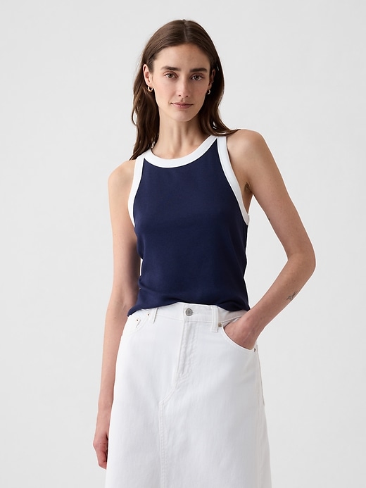 Image number 1 showing, Modern Rib Cropped Halter Top