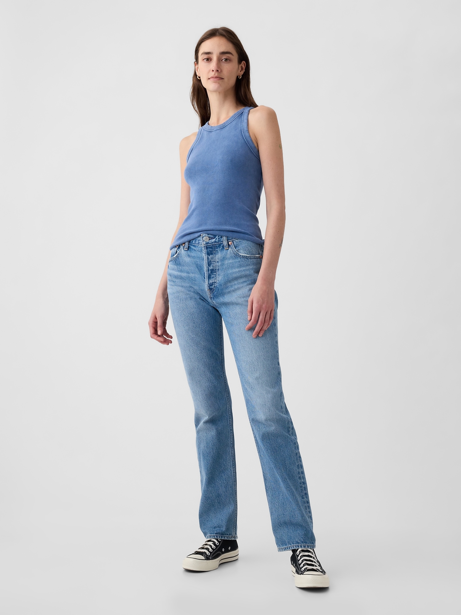 Gap High Rise '90s Straight Jeans In Medium Indigo