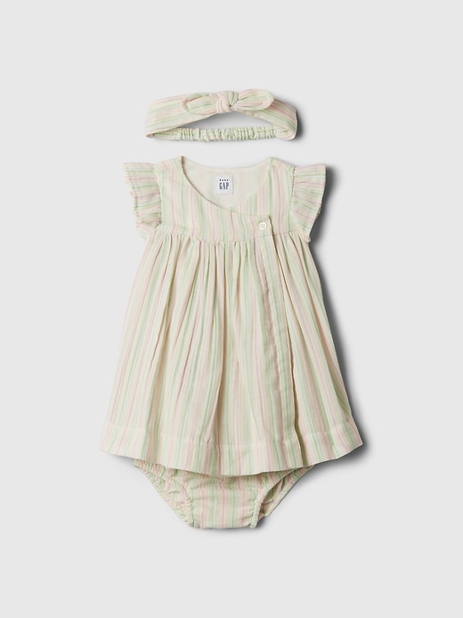 Image number 1 showing, Baby Crinkle Gauze Stripe Dress Set