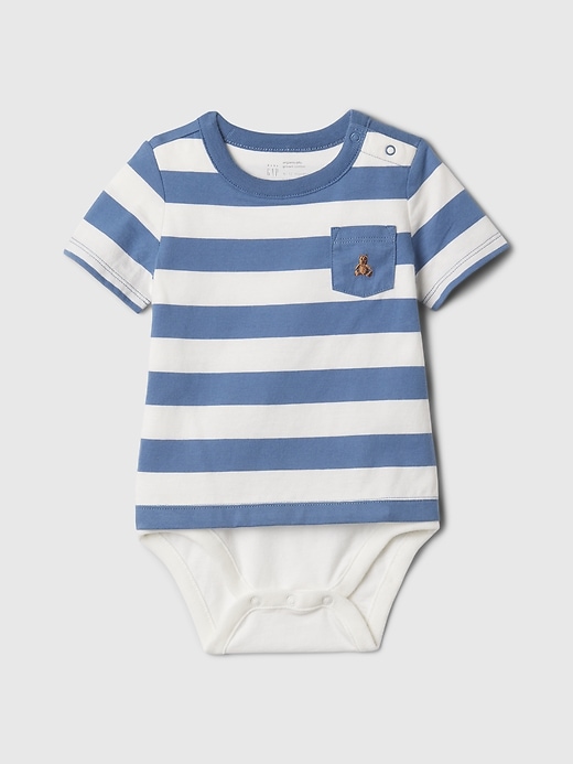 Image number 1 showing, Baby Organic Cotton Stripe Pocket Bodysuit