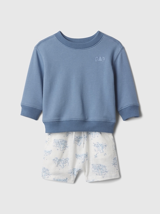 Image number 1 showing, Baby Linen-Cotton Logo Outfit Set