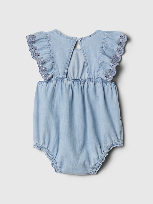 Image number 2 showing, Baby Bubble Denim Shorty One-Piece
