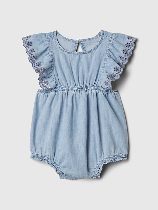 Image number 1 showing, Baby Bubble Denim Shorty One-Piece