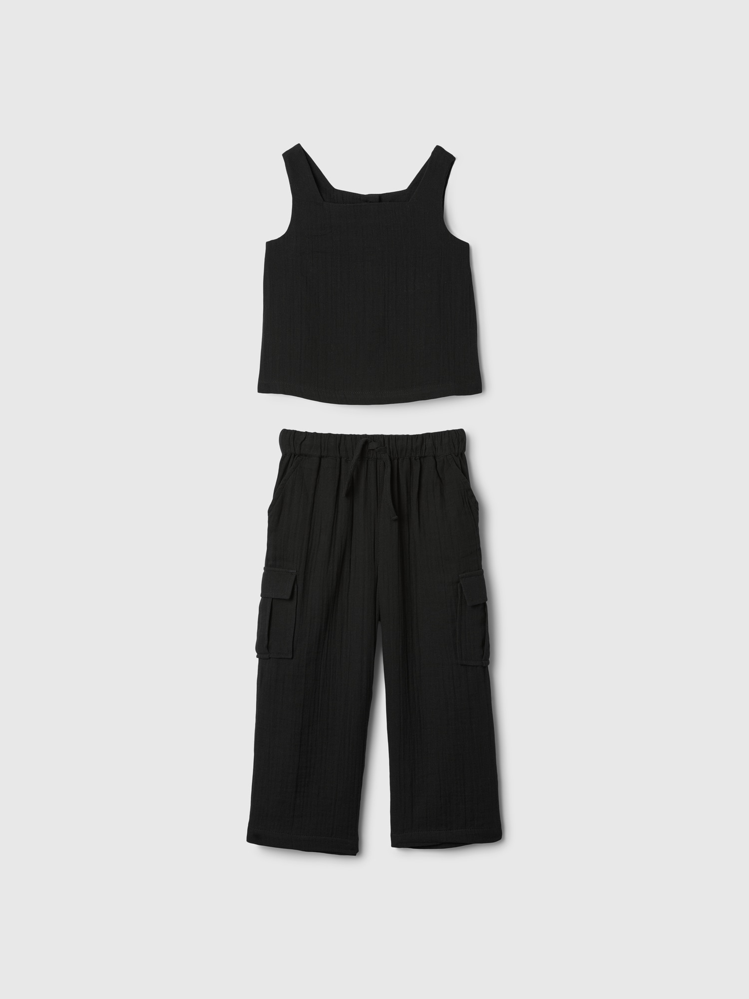 Shop Gap Baby Crinkle Gauze Cargo Outfit Set In Black