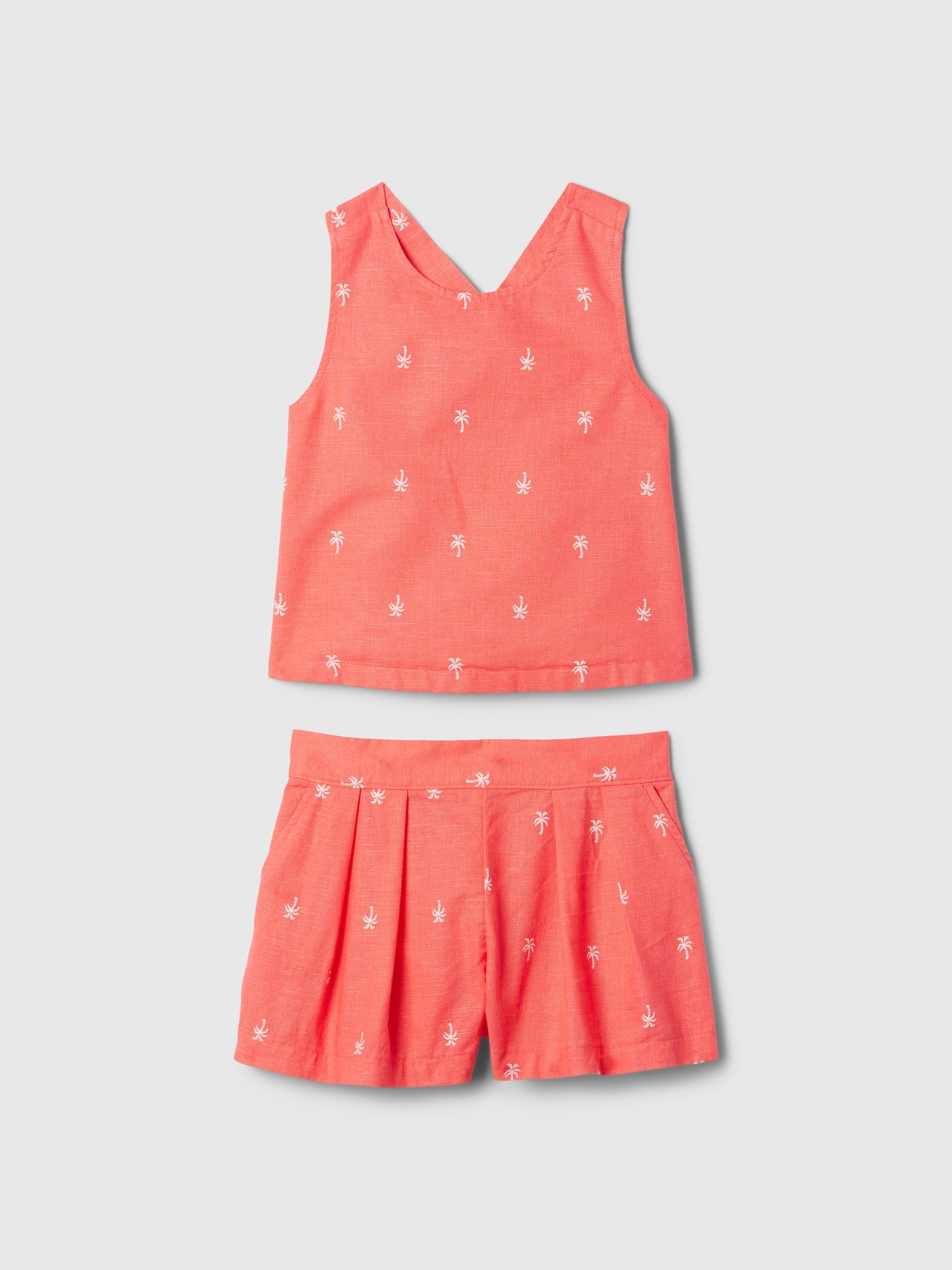 Shop Gap Baby Linen-cotton Outfit Set In Fire Coral Red