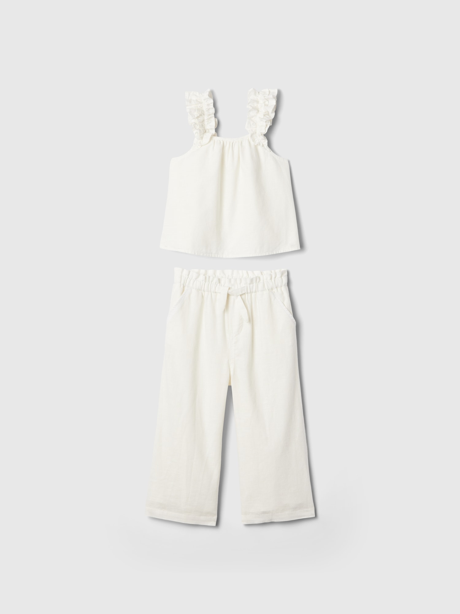 Shop Gap Baby Linen-cotton Ruffle Outfit Set In White