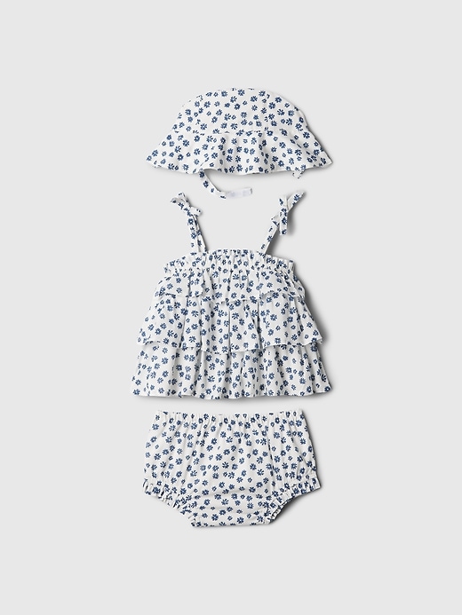 Image number 1 showing, Baby Floral Ruffle Outfit Set