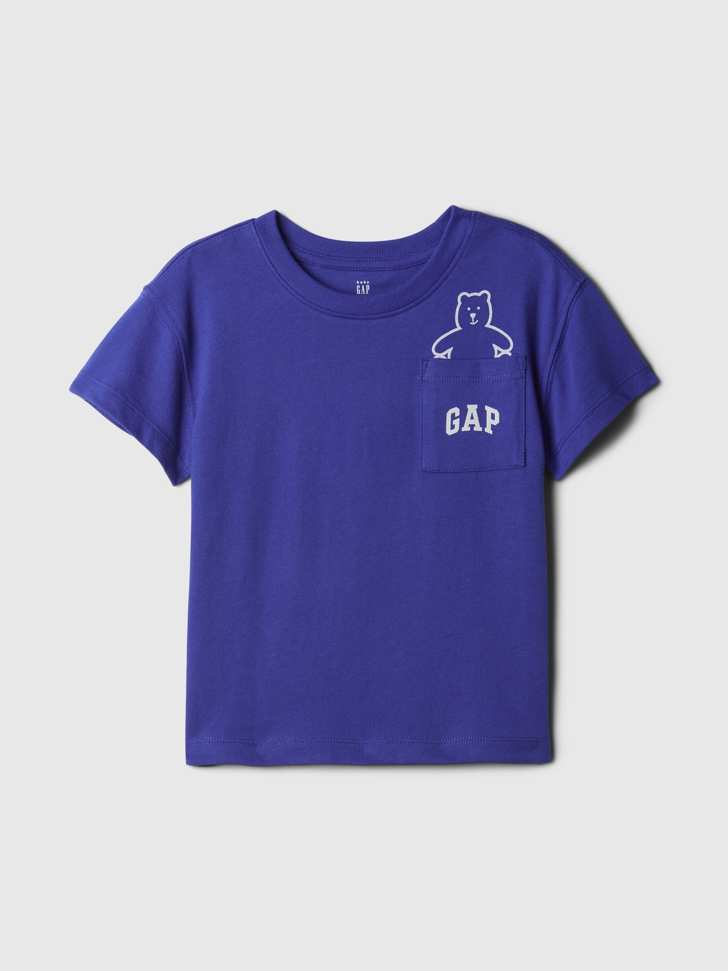 Shop Gap Baby Brannan Bear Logo Pocket T-shirt In Mosaic Blue