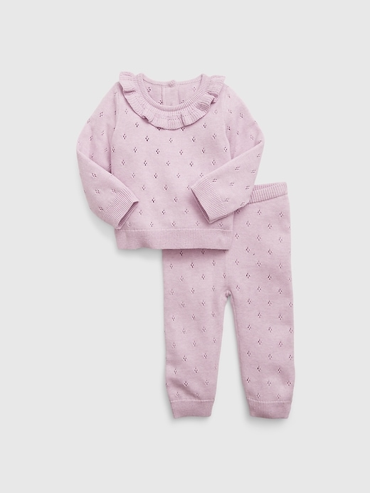 View large product image 1 of 1. Baby Pointelle Sweater Outfit Set