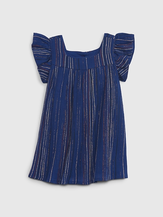 Image number 1 showing, Baby Crinkle Gauze Metallic Stripe Dress