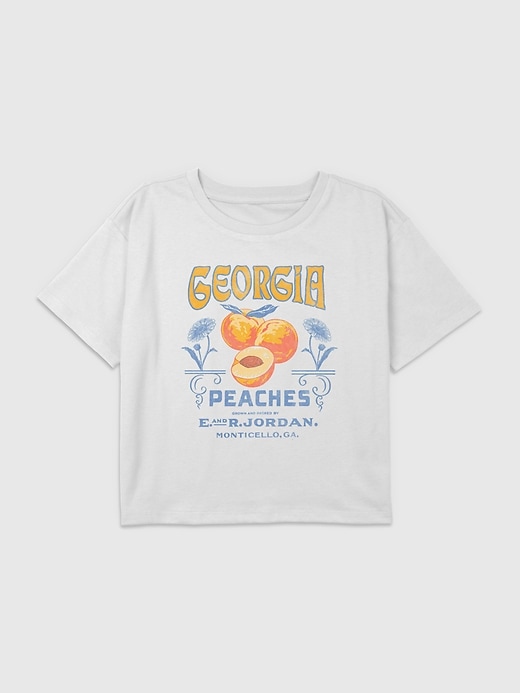 Image number 1 showing, Kids Georgia Peaches Graphic Boxy Crop Tee