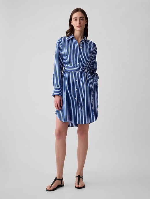 Image number 1 showing, Organic Cotton Stripe Mini Shirtdress