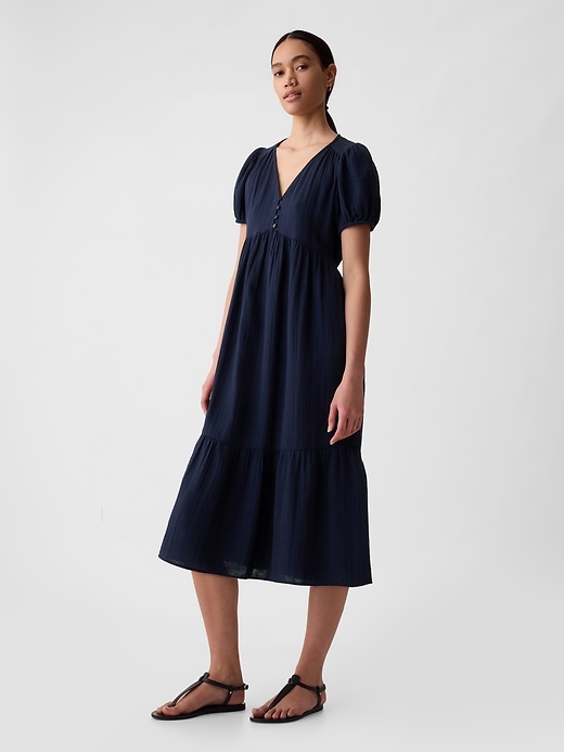 Image number 1 showing, Crinkle Gauze Midi Dress