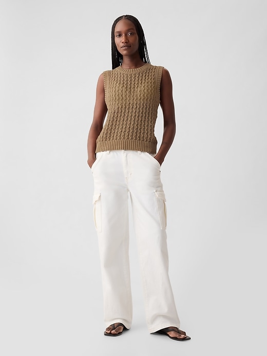 Image number 3 showing, Linen-Cotton Textured Knit Tank Top
