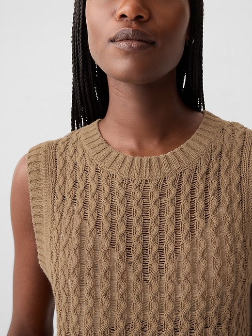 Image number 4 showing, Linen-Cotton Textured Knit Tank Top