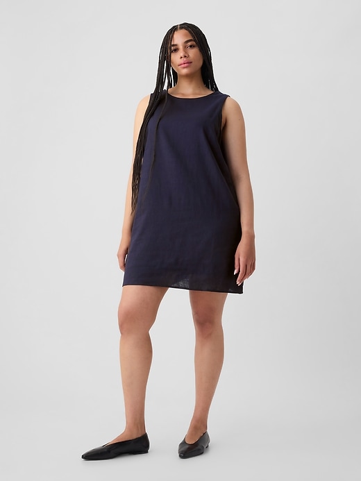 Image number 4 showing, Linen-Blend Shift Mini Dress