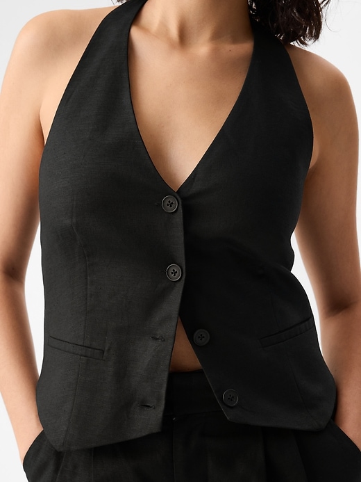 Image number 4 showing, Linen-Cotton Halter Vest