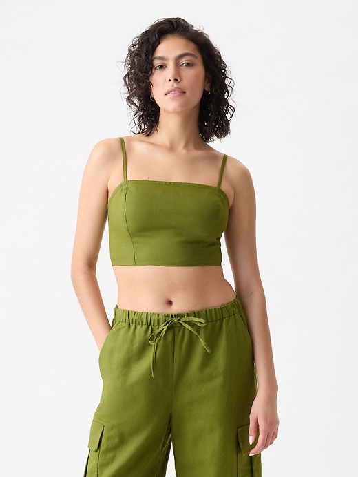 Image number 1 showing, Linen-Cotton Cropped Tube Top