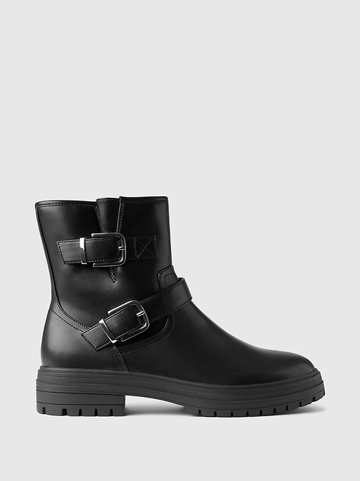 Image number 1 showing, Vegan Leather Moto Boots