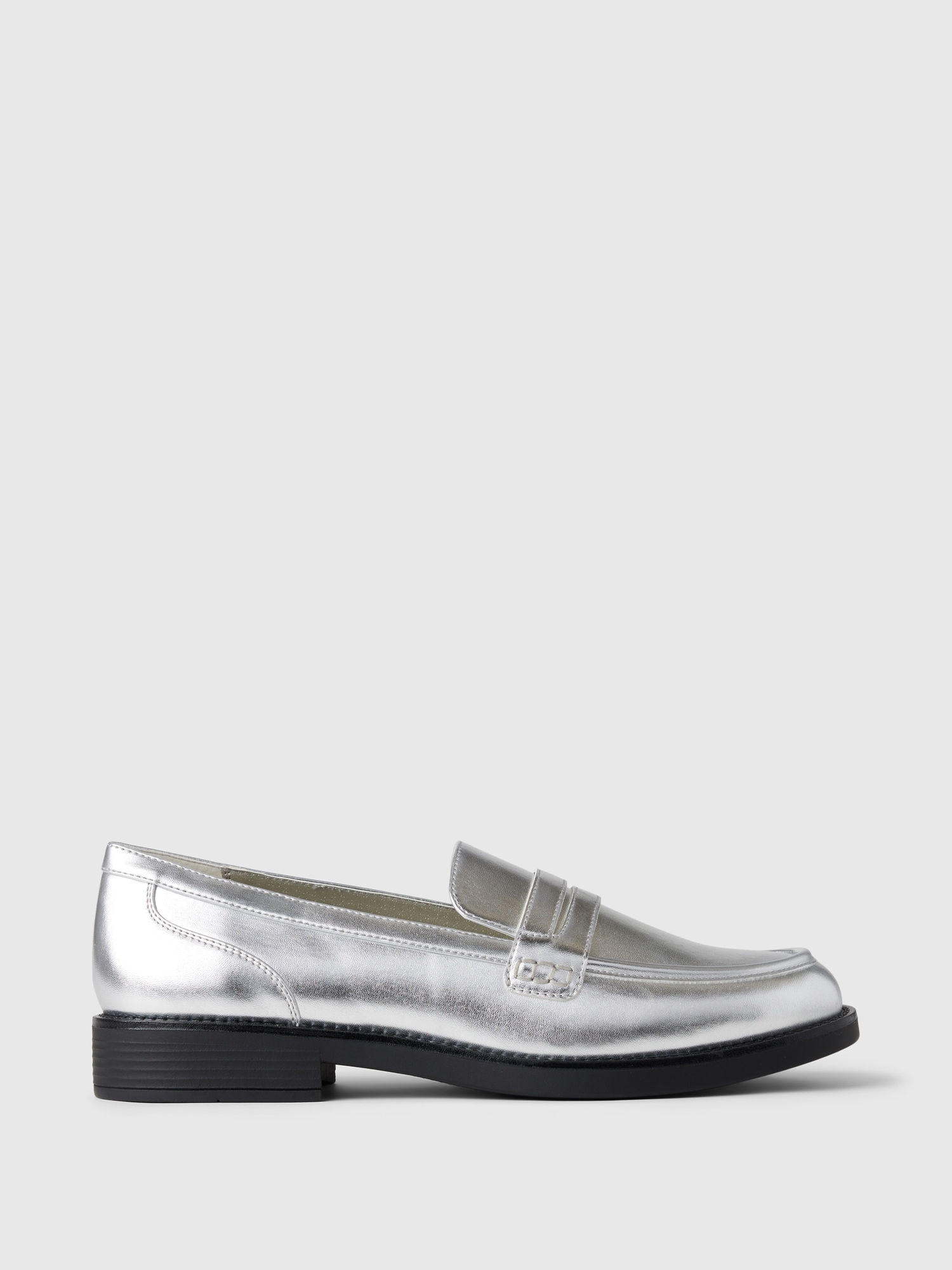 Shop Gap Vegan Leather Loafers In Metallic Silver