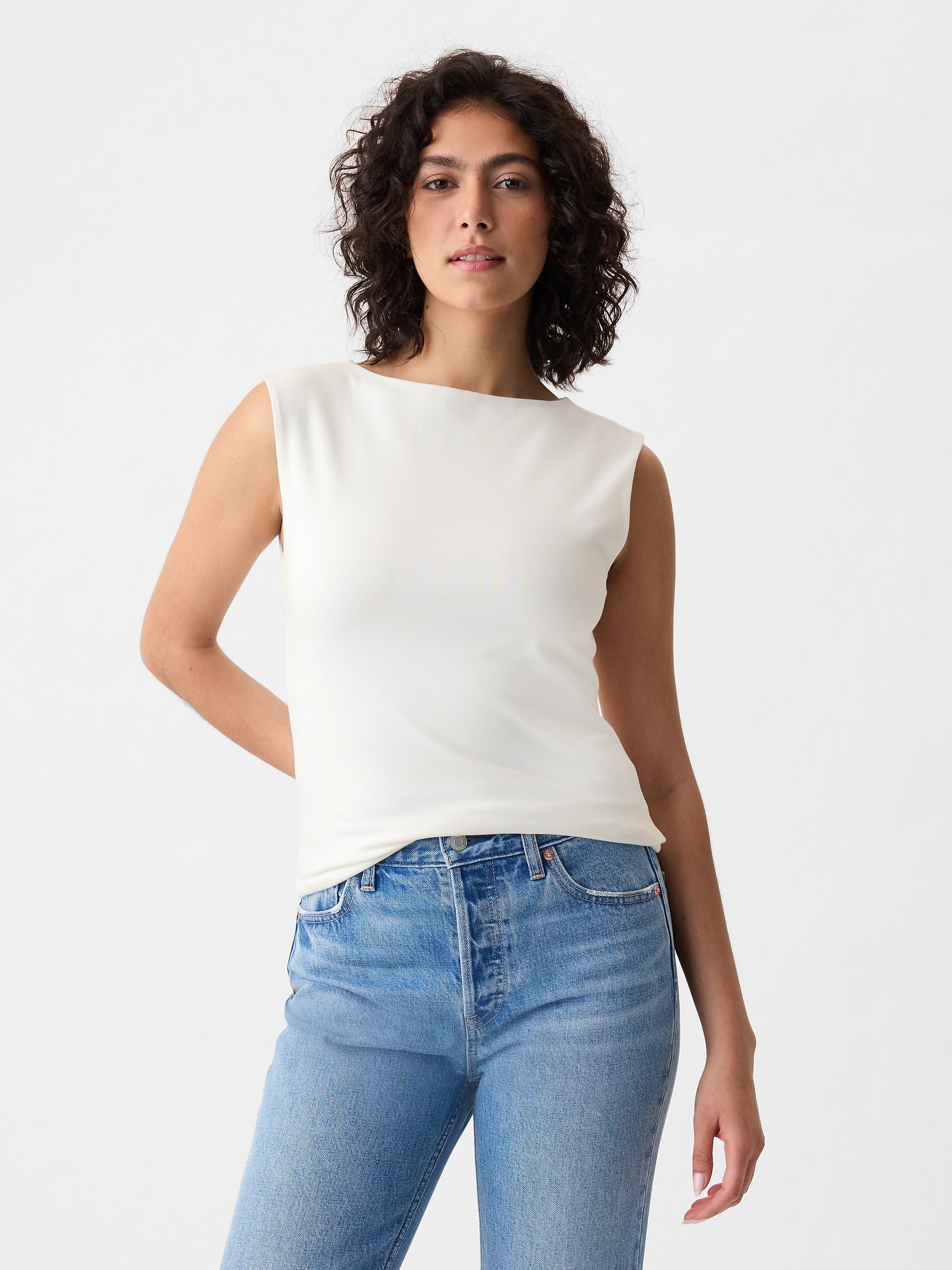 Modern Boatneck Top - White