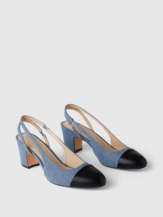 Image number 2 showing, Denim Slingback Heels