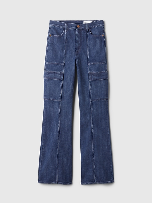 Image number 7 showing, High Rise '70s Flare Cargo Jeans