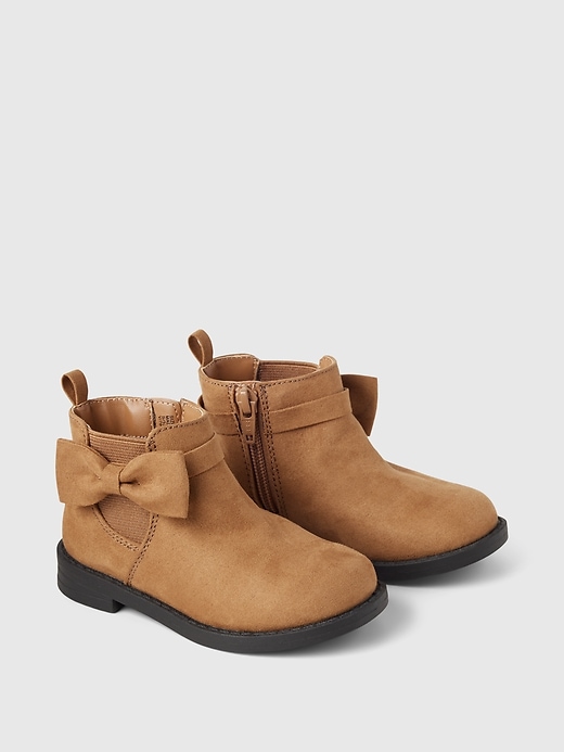 Image number 2 showing, babyGap Vegan Suede Bow Ankle Boots