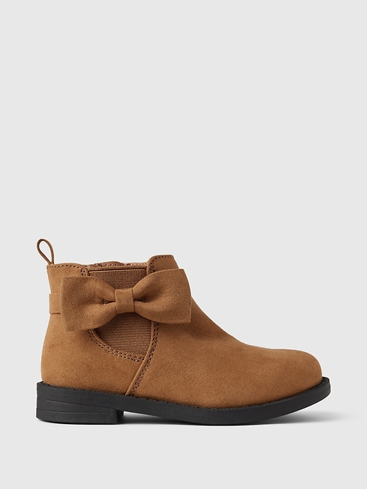 Image number 1 showing, Baby & Toddler Vegan Suede Bow Ankle Boots