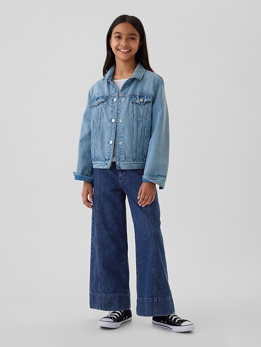 Image number 1 showing, Kids High Rise Stride Wide-Leg Ankle Jeans