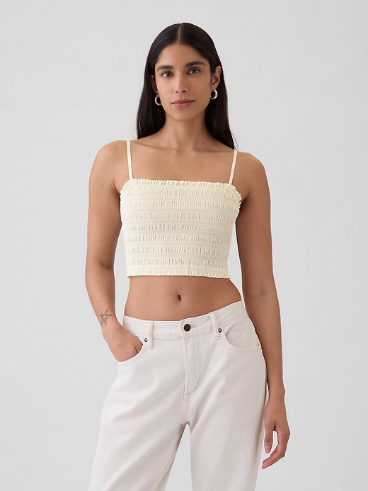 Image number 1 showing, Ultra-Cropped Smocked Tank Top