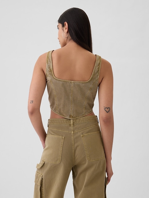 Image number 2 showing, Structured Twill Cropped Corset Tank