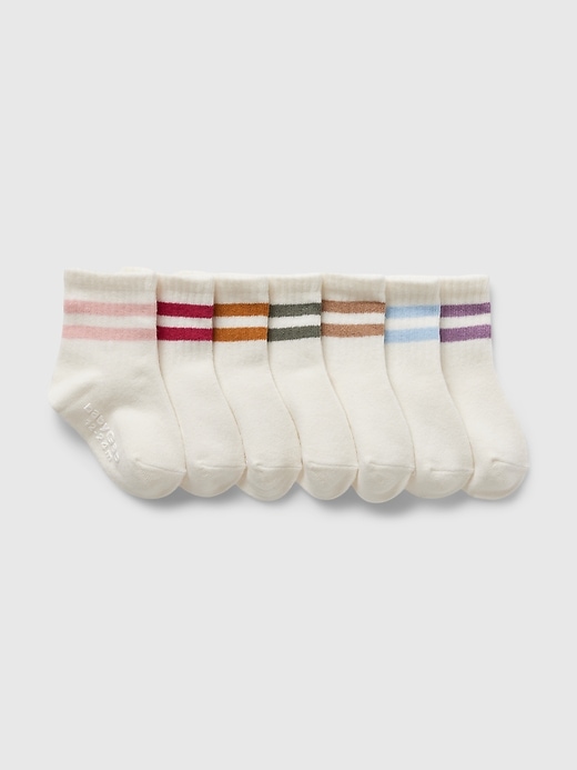 View large product image 1 of 1. Baby & Toddler Varsity Stripe Quarter Crew Socks (7-Pack)