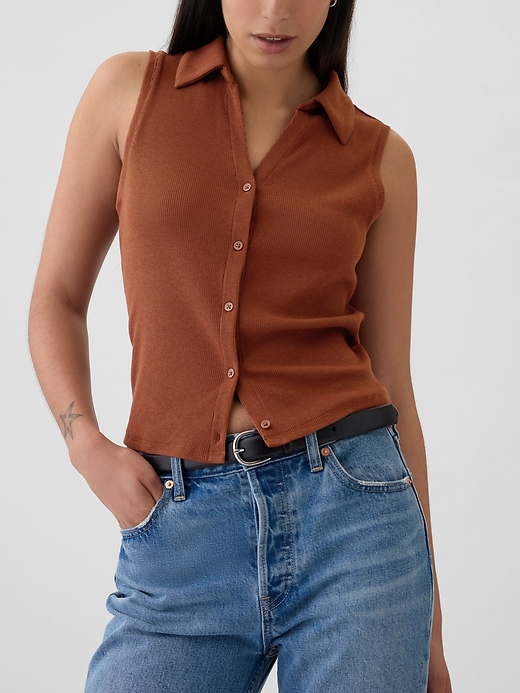Image number 4 showing, Modern Rib Cropped Polo Shirt