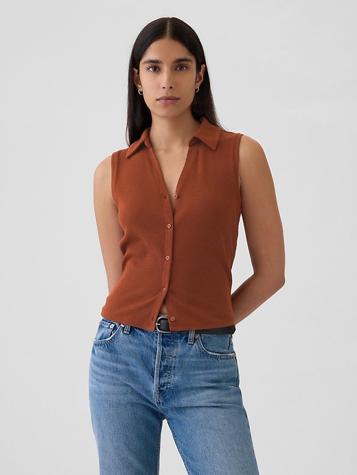Image number 1 showing, Modern Rib Cropped Polo Shirt