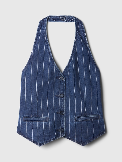 Image number 5 showing, Pinstripe Denim Halter Vest