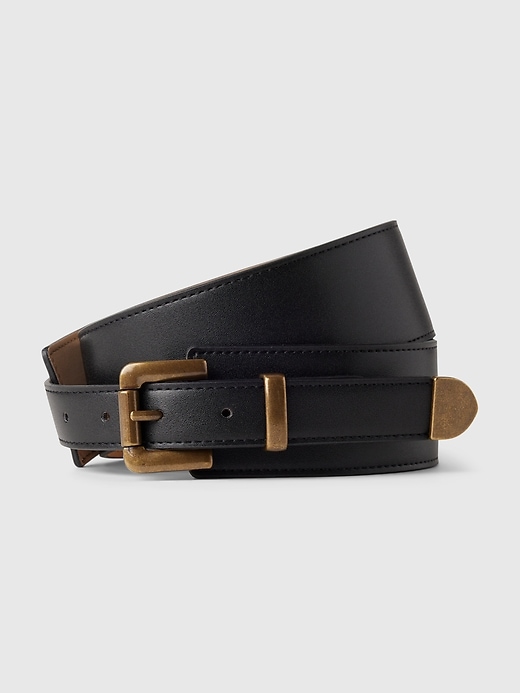 Image number 1 showing, Vegan Leather Wide Belt