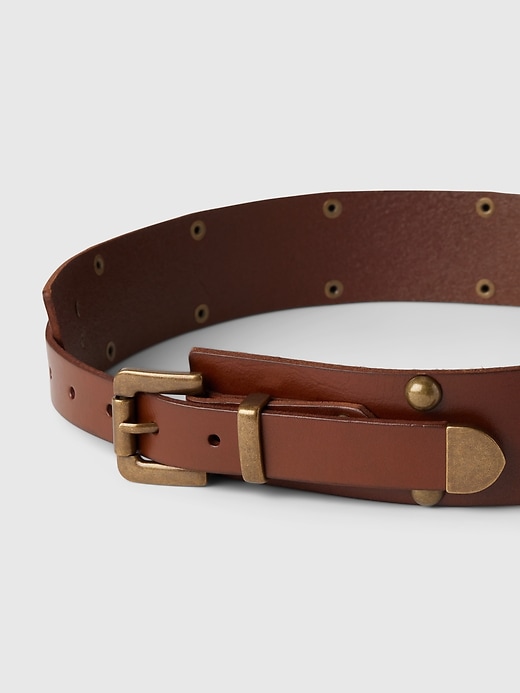 Image number 2 showing, Leather Studded Wide Belt