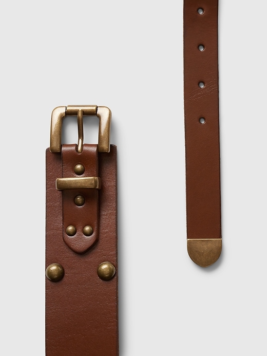 Image number 3 showing, Leather Studded Wide Belt